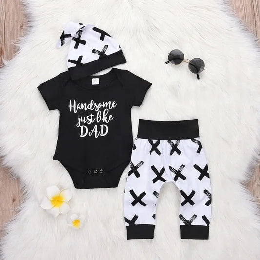 3 Piece "Handsome Just Like Dad" Clothes Set