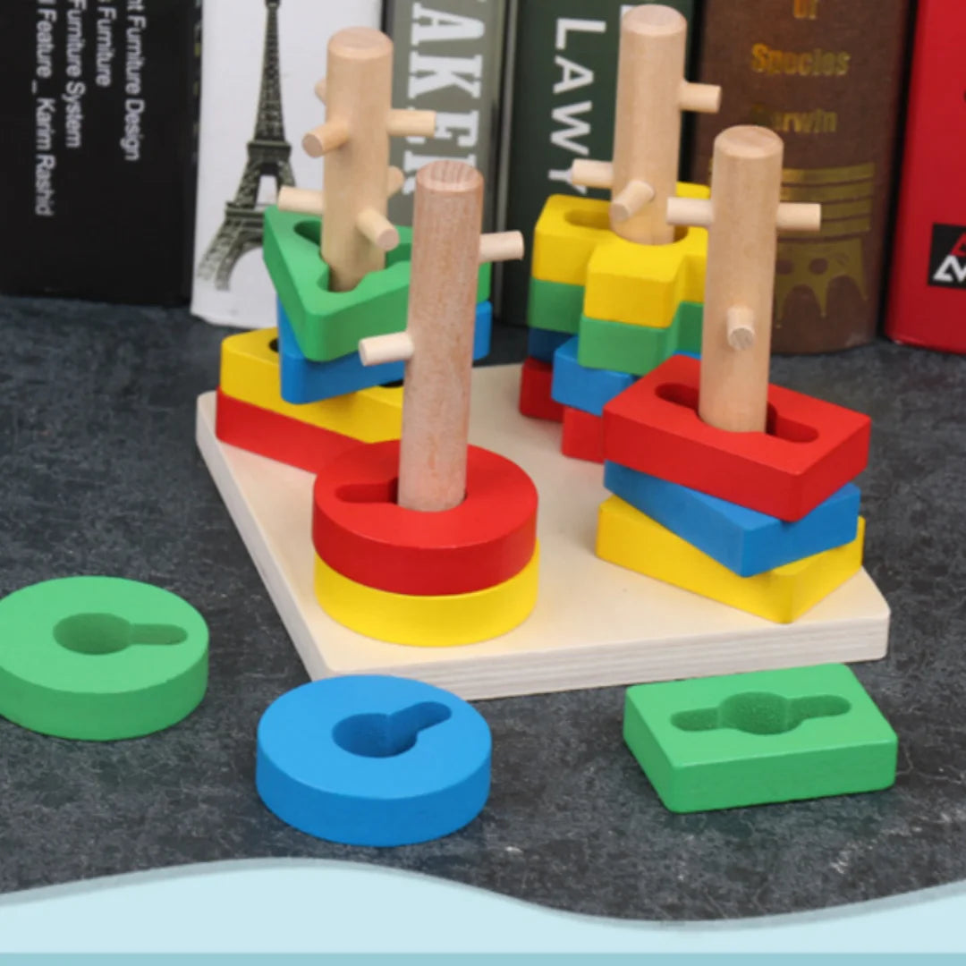 Kids Wood Stacking Blocks Set