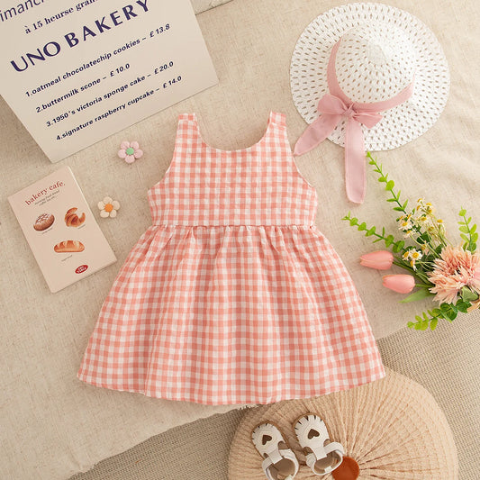 Checkered Breathable Suspender Dress