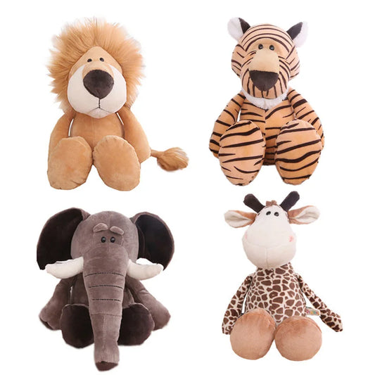 Stuffed Plush Animals Lion, Elephant, Tiger, Dog, Fox, Monkey, Deer