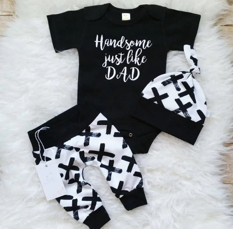 3 Piece "Handsome Just Like Dad" Clothes Set