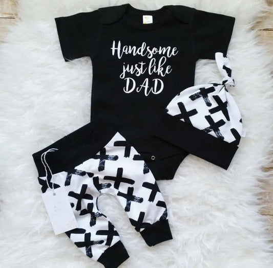 3 Piece "Handsome Just Like Dad" Clothes Set