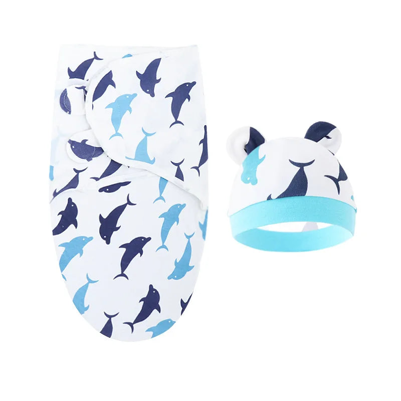 Baby Blanket & Hat Set Cartoon Printed