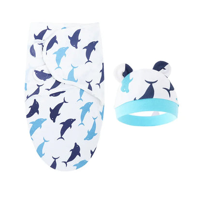 Baby Blanket & Hat Set Cartoon Printed