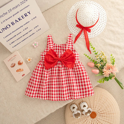 Checkered Breathable Suspender Dress