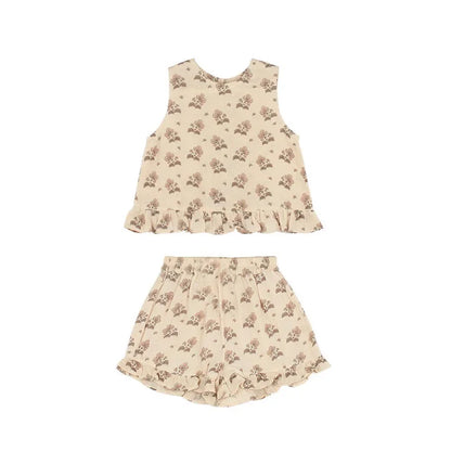 Flower 2 Piece Tank Top and Shorts