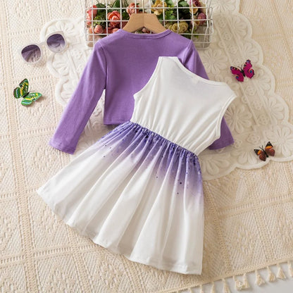 Butterfly Dress + Pink Long Sleeve Coat