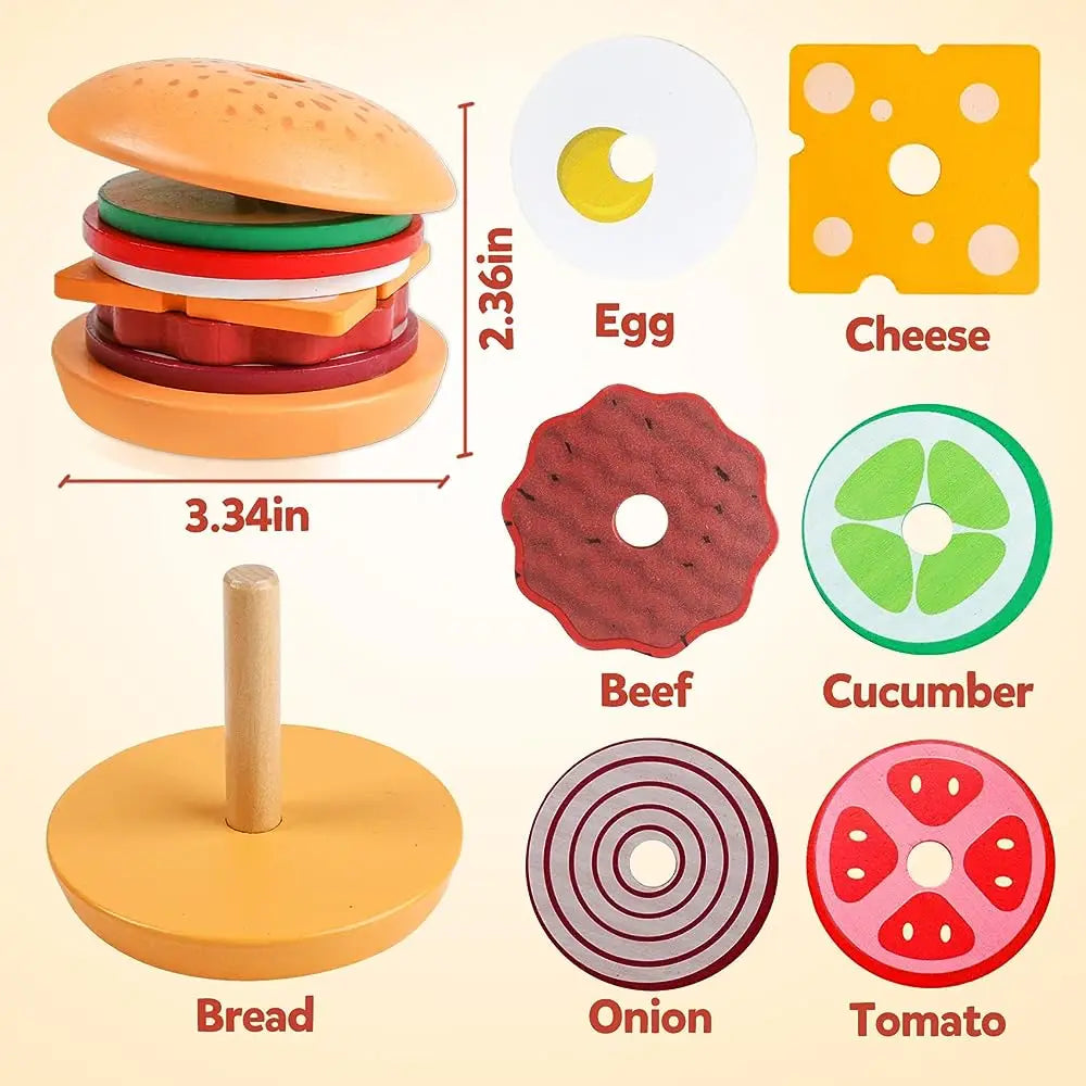 Wooden Burger Stacking Toy