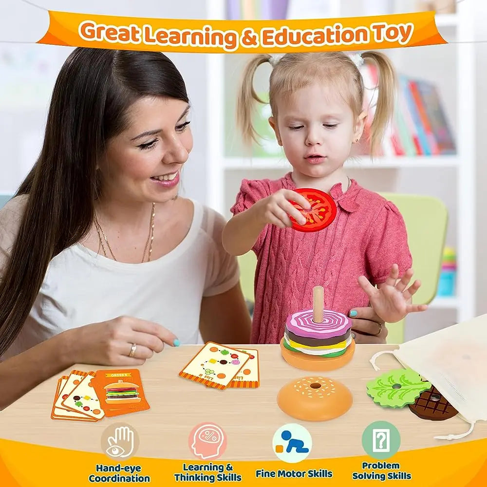 Wooden Burger Stacking Toy