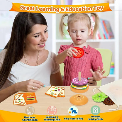 Wooden Burger Stacking Toy