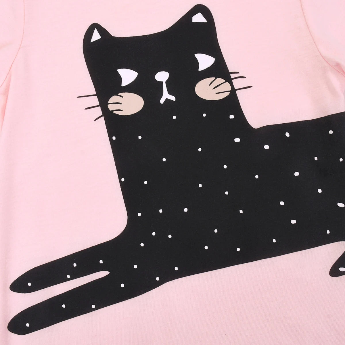 Black Cat Long Sleeve Pajama Set