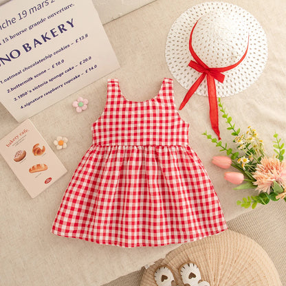 Checkered Breathable Suspender Dress