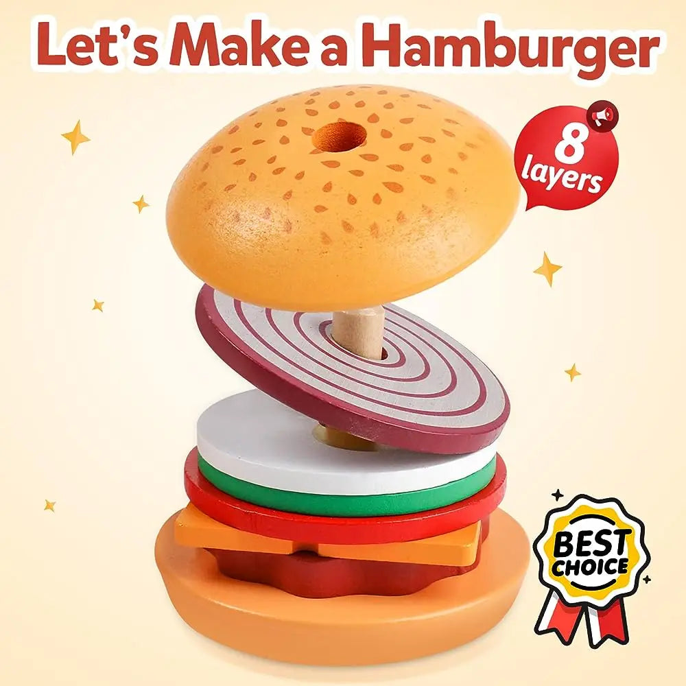 Wooden Burger Stacking Toy