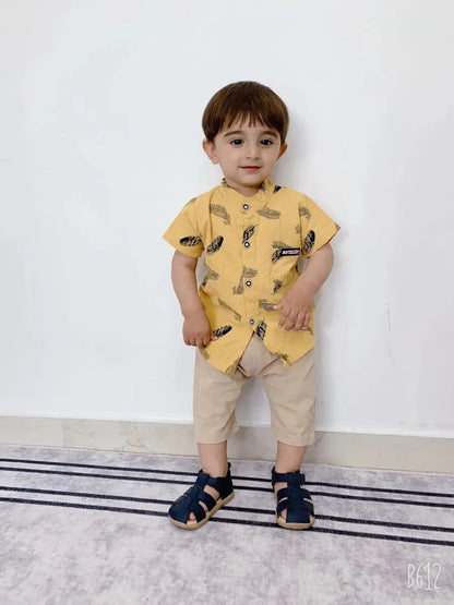 Leaf Print Shirt and Shorts