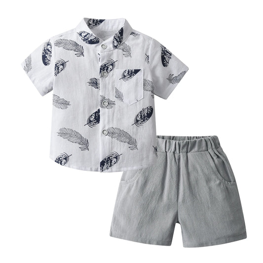 Leaf Print Shirt and Shorts