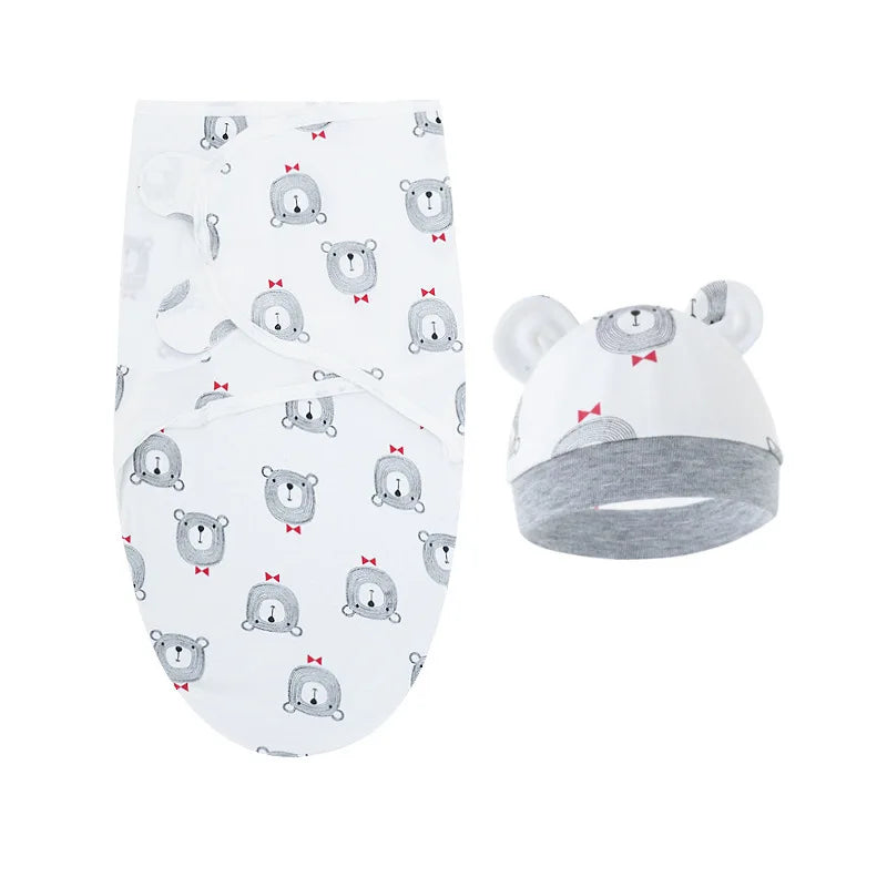 Baby Blanket & Hat Set Cartoon Printed