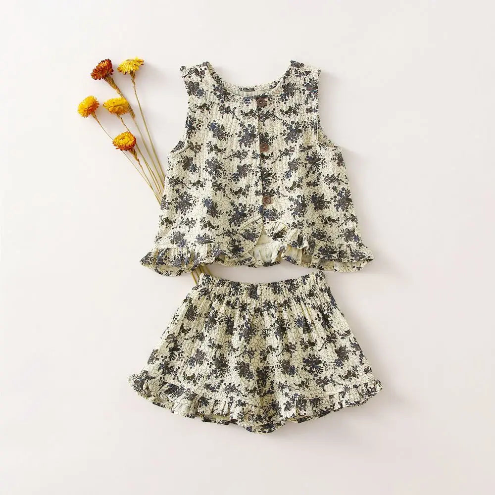 Flower 2 Piece Tank Top and Shorts