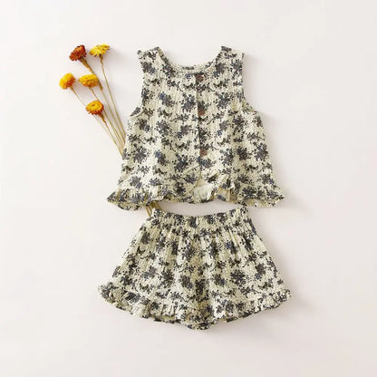 Flower 2 Piece Tank Top and Shorts