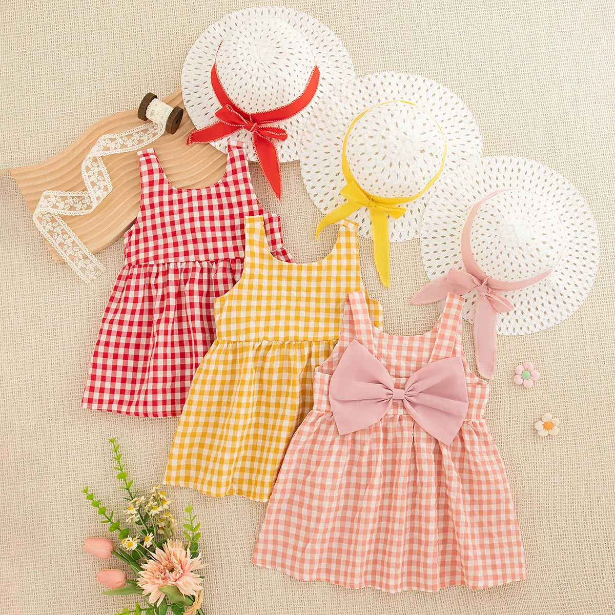 Checkered Breathable Suspender Dress