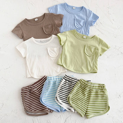 2 Piece Shirt and Stripe Shorts