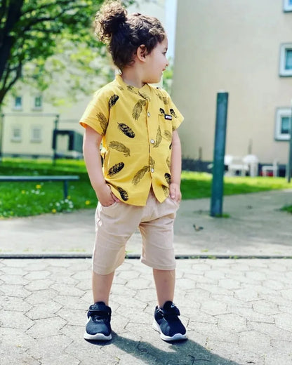 Leaf Print Shirt and Shorts