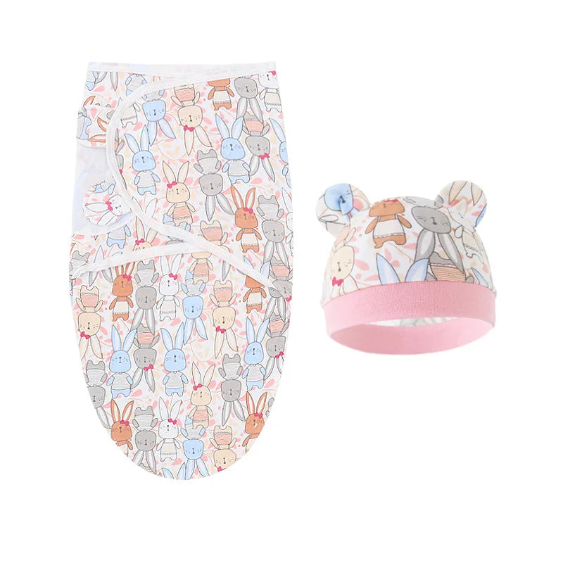 Baby Blanket & Hat Set Cartoon Printed