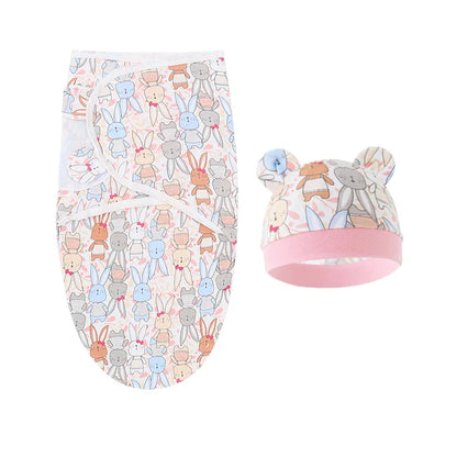 Baby Blanket & Hat Set Cartoon Printed
