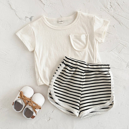 2 Piece Shirt and Stripe Shorts