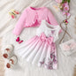 Butterfly Dress + Pink Long Sleeve Coat