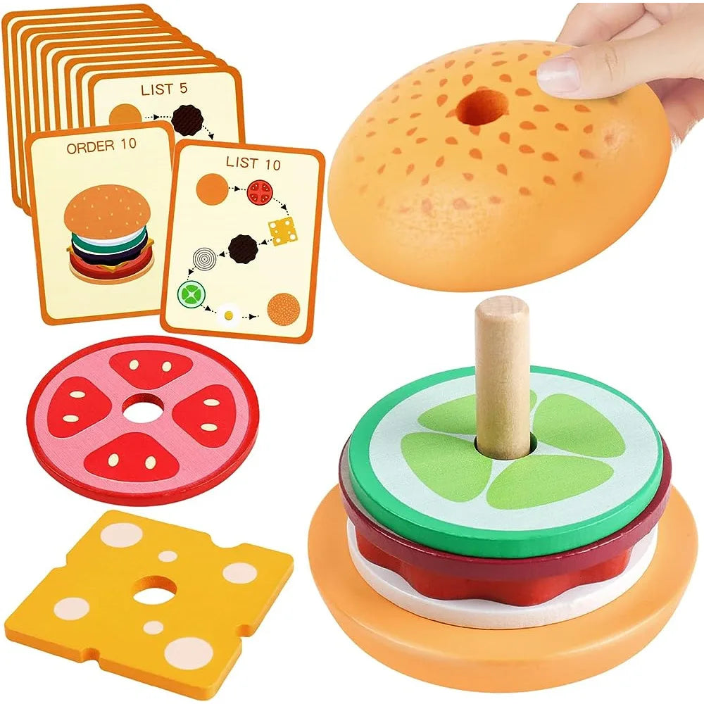 Wooden Burger Stacking Toy