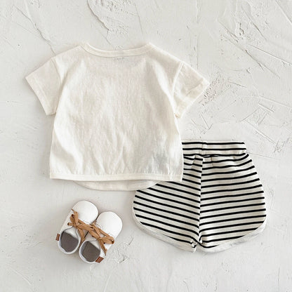 2 Piece Shirt and Stripe Shorts