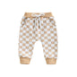 Checkerboard Printed Tie-up Mid-waist Trousers with Pockets