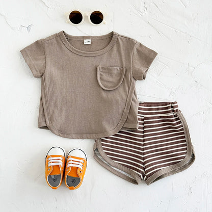 2 Piece Shirt and Stripe Shorts