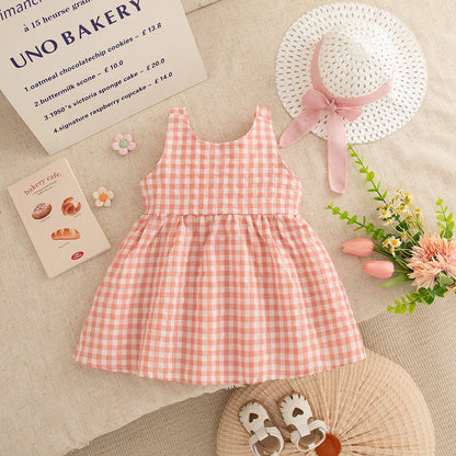 Checkered Breathable Suspender Dress