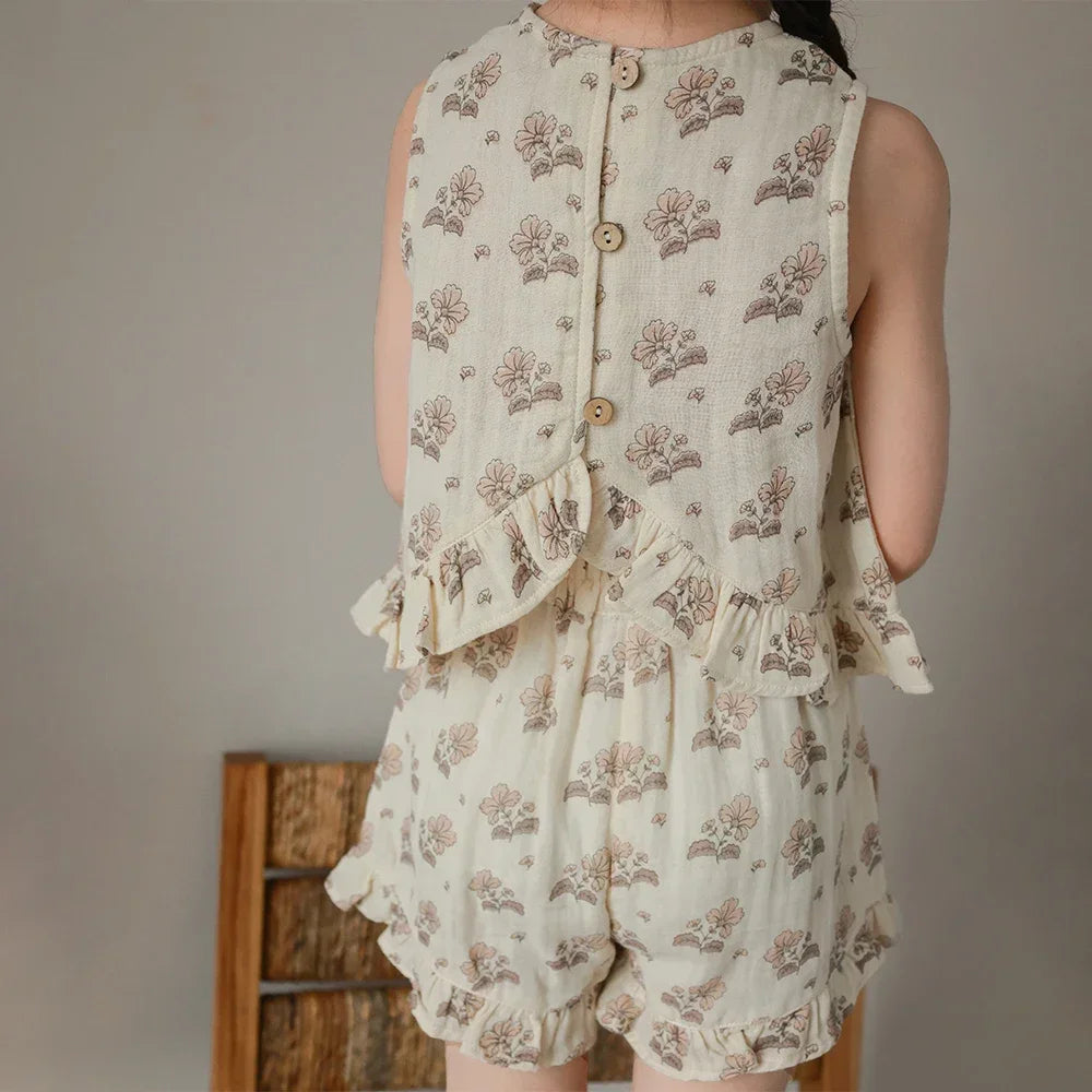 Flower 2 Piece Tank Top and Shorts