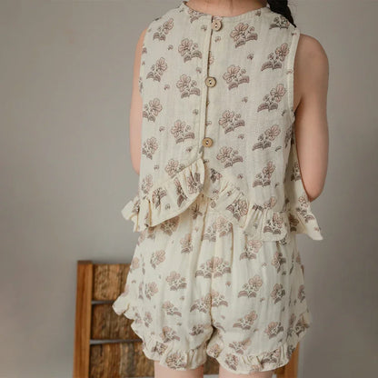 Flower 2 Piece Tank Top and Shorts