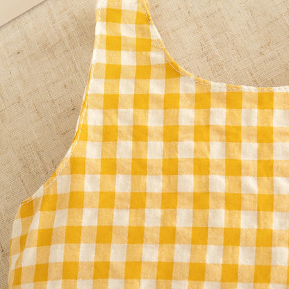 Checkered Breathable Suspender Dress