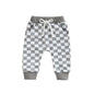 Checkerboard Printed Tie-up Mid-waist Trousers with Pockets