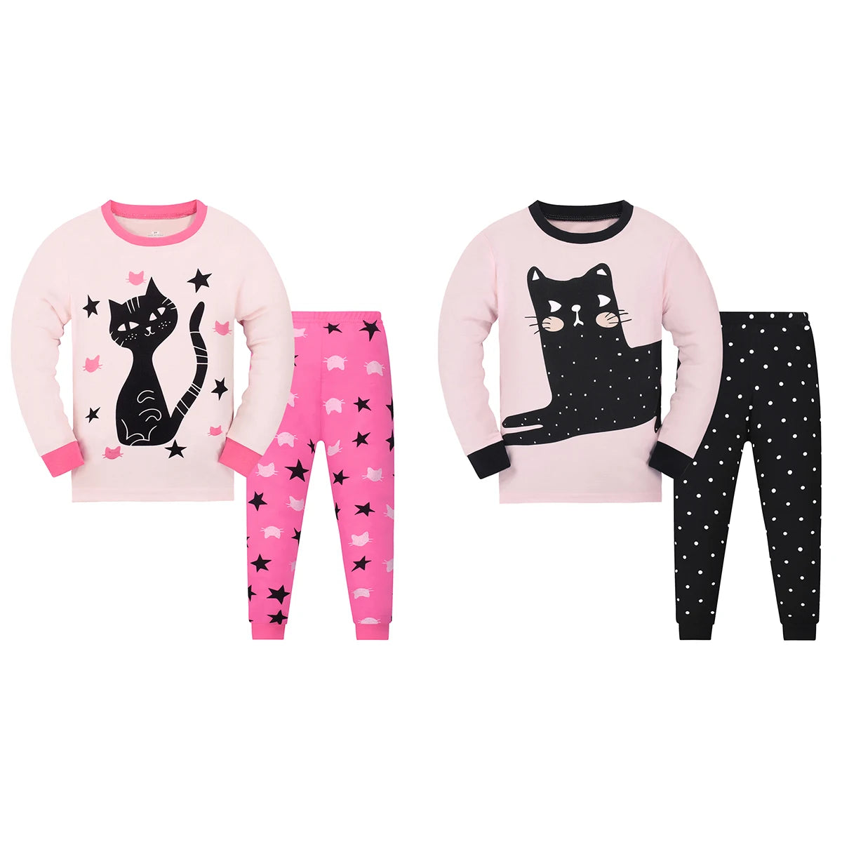 Black Cat Long Sleeve Pajama Set