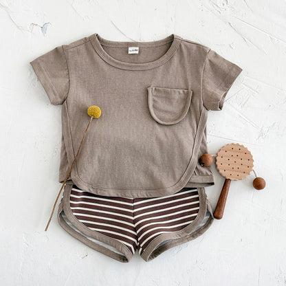 2 Piece Shirt and Stripe Shorts