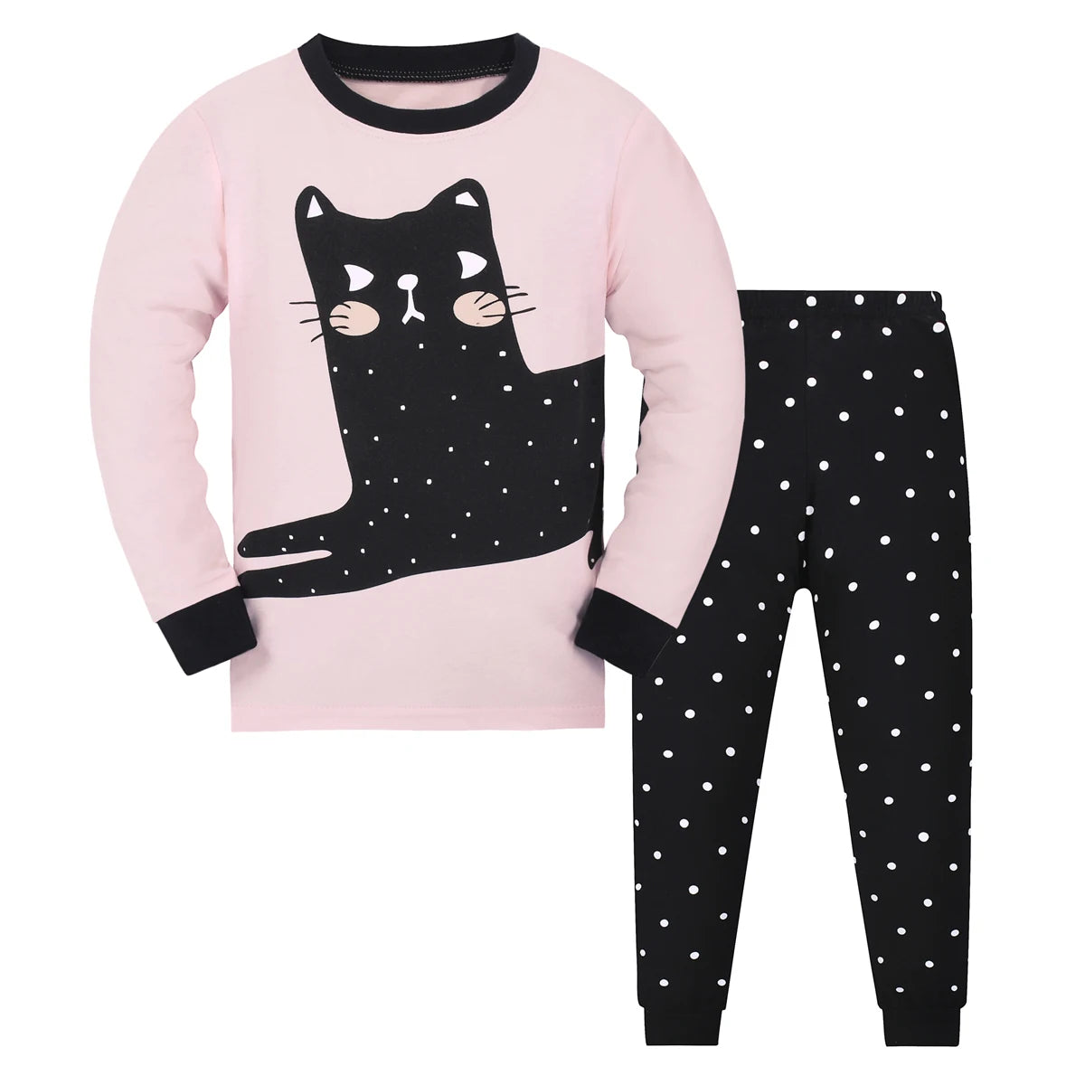 Black Cat Long Sleeve Pajama Set