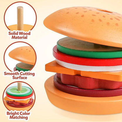 Wooden Burger Stacking Toy