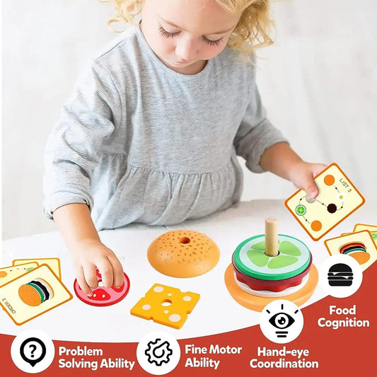 Wooden Burger Stacking Toy