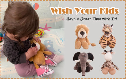 Stuffed Plush Animals Lion, Elephant, Tiger, Dog, Fox, Monkey, Deer