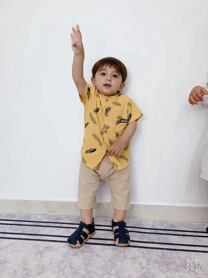 Leaf Print Shirt and Shorts