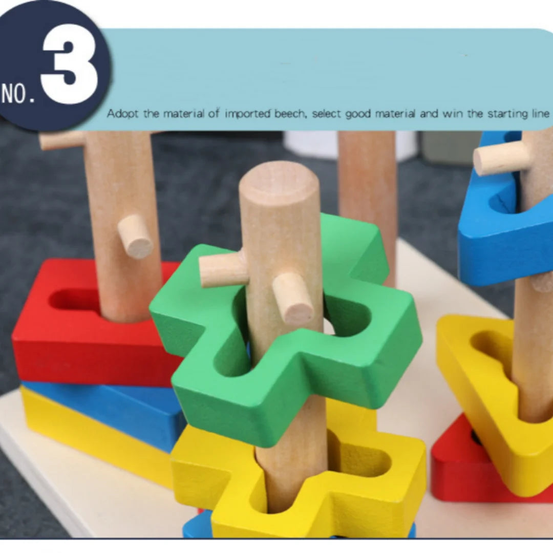 Kids Wood Stacking Blocks Set